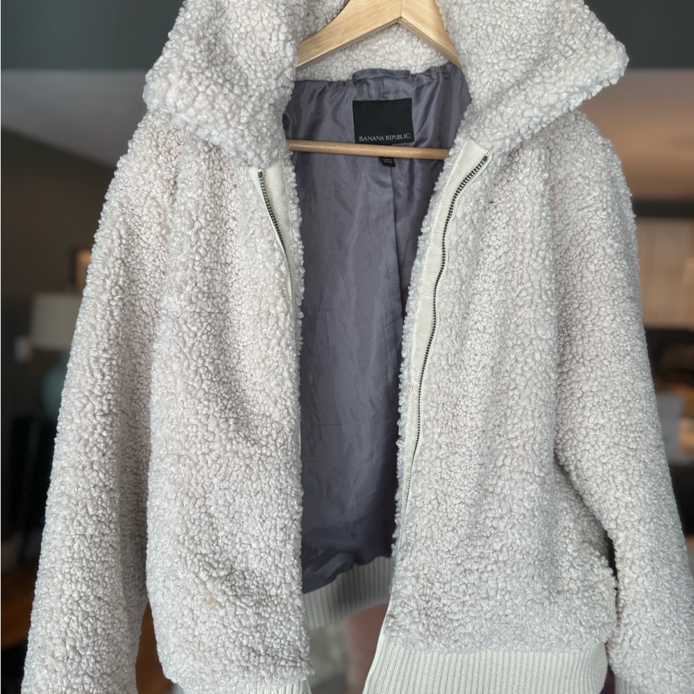 Banana Republic Women's Cozy Cream Teddy Jacket